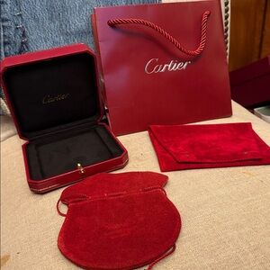 Cartier Red and Black Jewelry Box with Bag